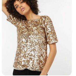 Monsoon London - Gold Juliet Sequin Top - womens size 6